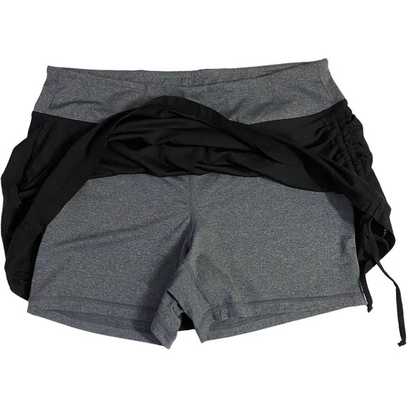 Head Skort Gray Shorts Black Skirt Tie Detail Stretchy Wide Waistband Large L - Picture 3 of 12